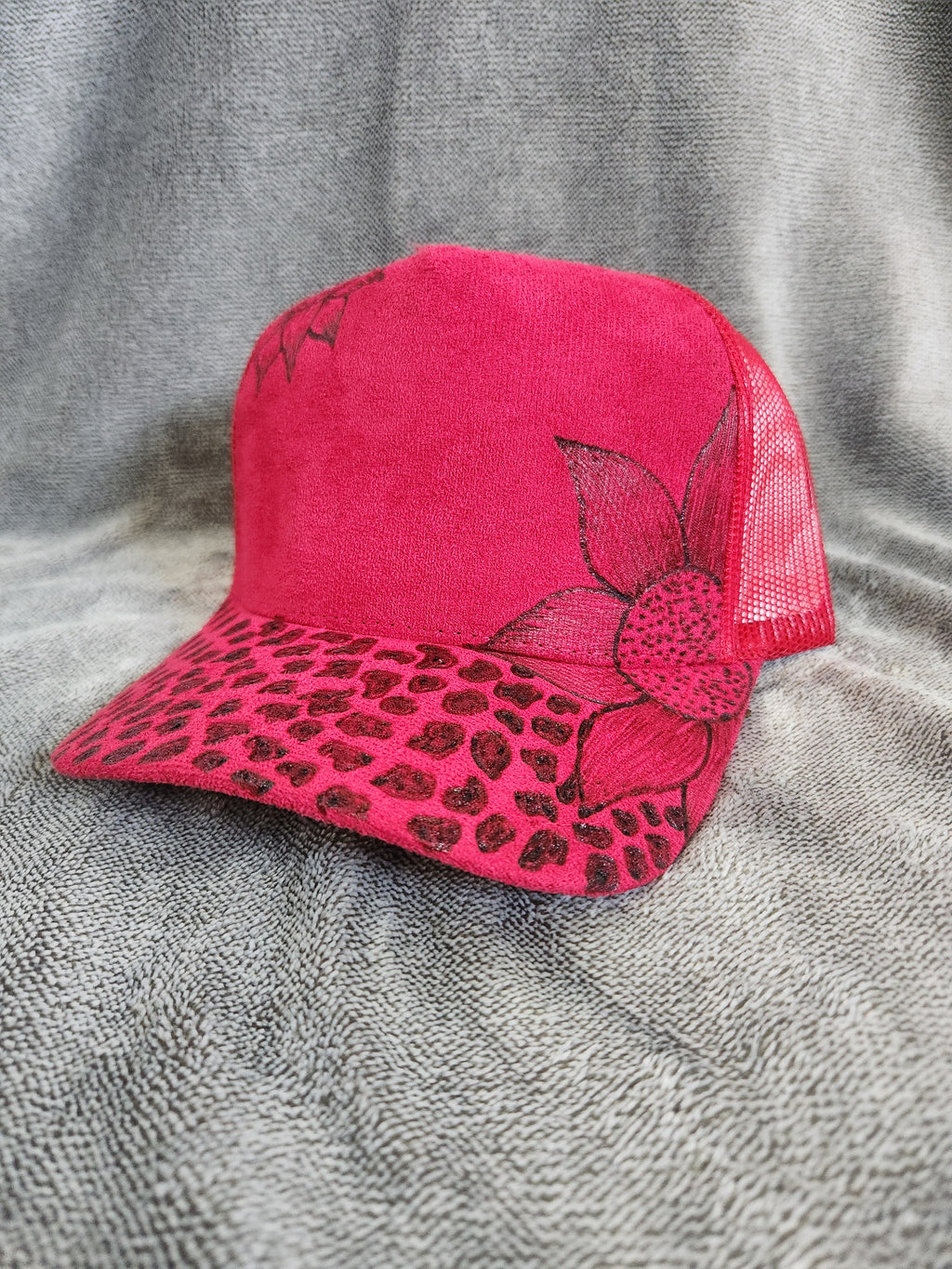 Cheetah-Accented Floral Trucker Hat